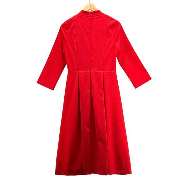 Dainty Jewells Red Mock Neck Long Sleeve Embroidered A Line Dress Women Small - Picture 2 of 7